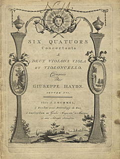 The cover of Haydn’s Op. 20 that gave the “Sun” quartets their name